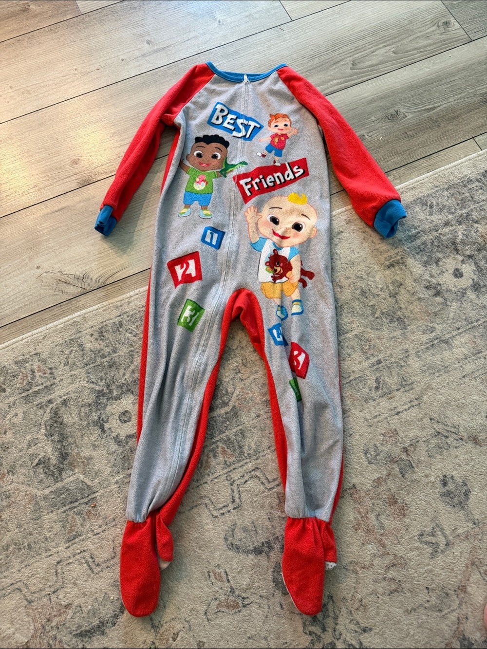 Best Friends Red & Gray Kids One-Piece Pajamas CocoMelon